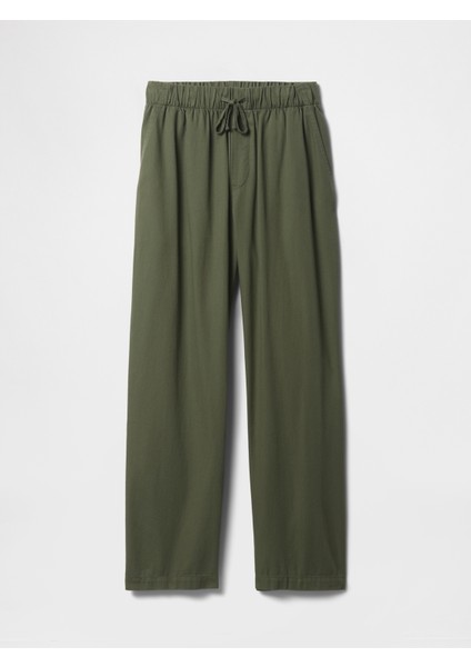 Kadın Yeşil Mid Rise Twill Pantolon