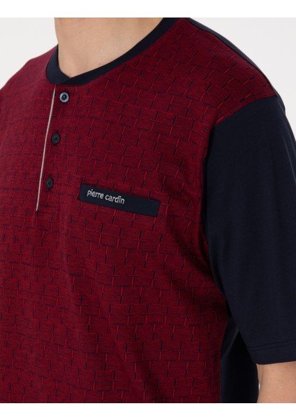 Erkek Bordo Kısakol 3'lü Jakarlı Pijama Takımı 50314443-900