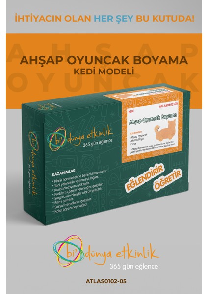 Ahşap Oyuncak Boyama Seti Kedi - Hobi Seti