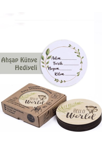 Safari Ahşap Bebek Anı Diskleri Ingilizce Fotoğraf Çekim Kartları