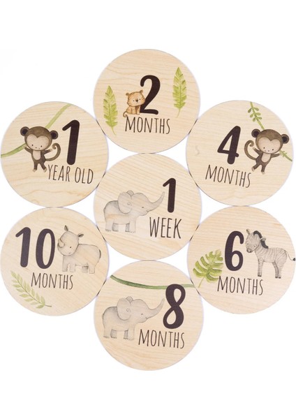 Safari Ahşap Bebek Anı Diskleri Ingilizce Fotoğraf Çekim Kartları fırsatları