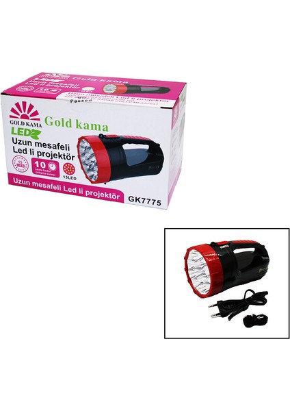 15 LED Fiş Şarjlı El Feneri Rojektör GK-7775
