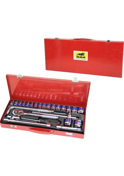 26PCS Lokma Seti 8--32MMCIRCIR - -T- - -L- - Düz Kolsoket - Adaptör - Evrensel Bağlantı - T.vidametal Çantalı