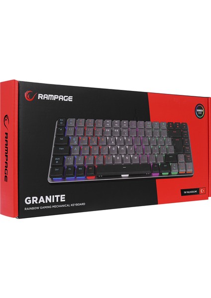 Granıte Siyah/gri Low Profile Red Swıtch Q Rainbow Mekanik Gaming Oyuncu Klavye