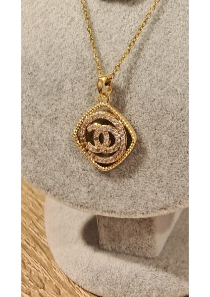Gold Chanel Kararmaz Çelik Kolye