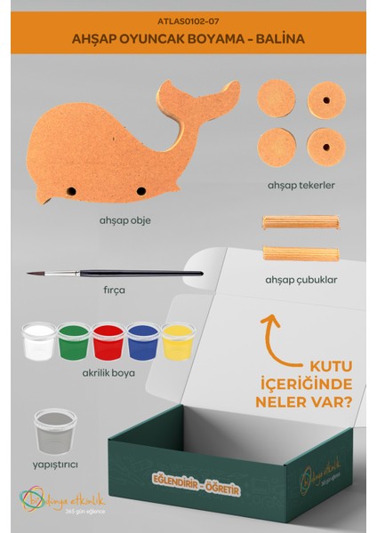 Ahşap Oyuncak Boyama Seti Balina - Hobi Seti