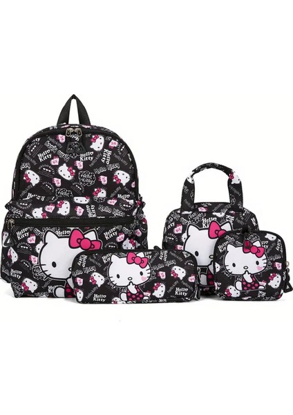 4 Lü Çocuk Sırt Çantası Seti Hello Kitty Figürlü Ilköğretim Için Uygundur.