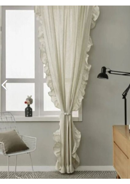 Doğal Keten Fırfırlı Perde En x Boy Şeklindedir