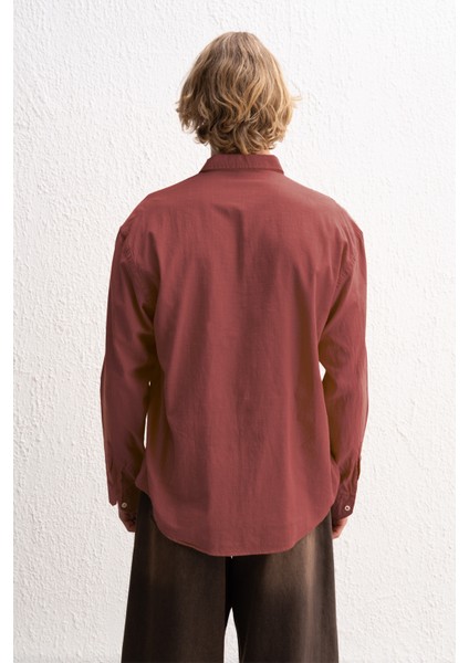 Oversize Dökümlü Hafif Keten Gömlek fiyatları