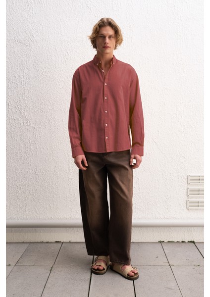 Oversize Dökümlü Hafif Keten Gömlek modelleri