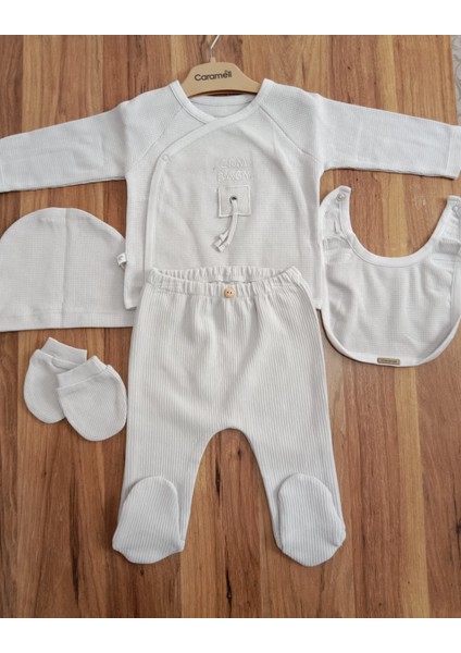 Caramell Sport Boy Gri ve Bej Renkli Erkek Bebek 5 Li Hastane Çıkışı 1309