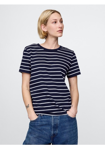 Kadın Lacivert %100 Organik Pamuk Vintagesoft T-Shirt