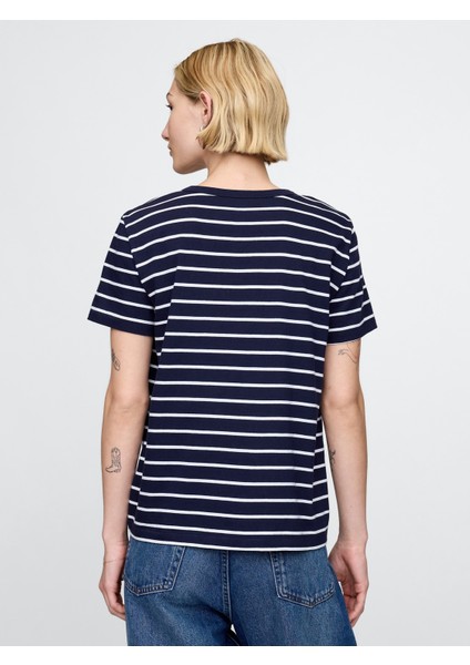 Kadın Lacivert %100 Organik Pamuk Vintagesoft T-Shirt
