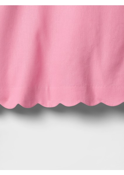 Kadın Açık Pembe Keten Karışımlı Mini Şort Etek
