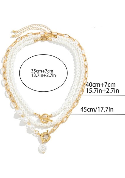 3'lü Inçi ve Zincir Detaylı Tasarım Kolye fiyatları