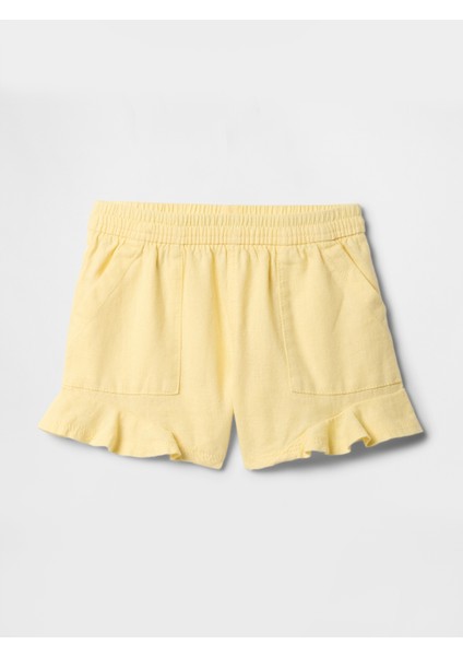 Kız Bebek Sarı Fırfırlı Pull-On Twill Şort