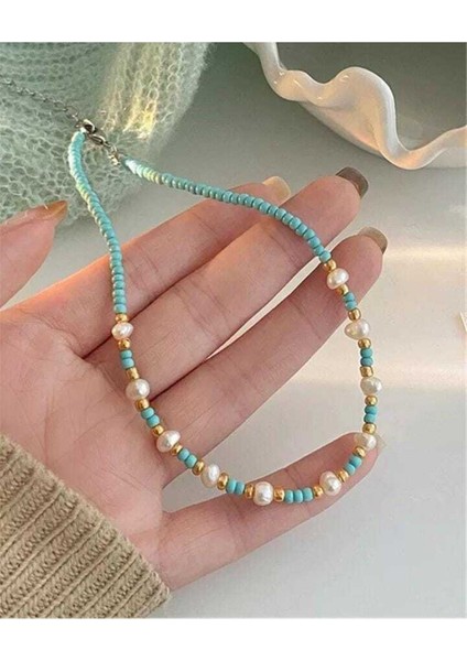 Yamuk Incili Turkuaz Kolye fiyatları