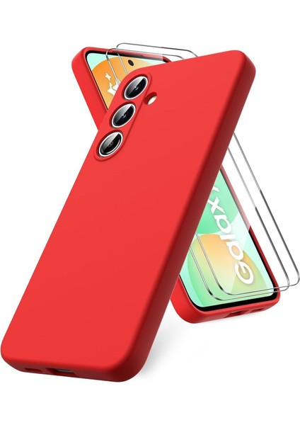Samsung Galaxy A56 Silikon Kılıf Yumuşak Kılıf Korumalı Kılıf Düz Renk - Kırmızı