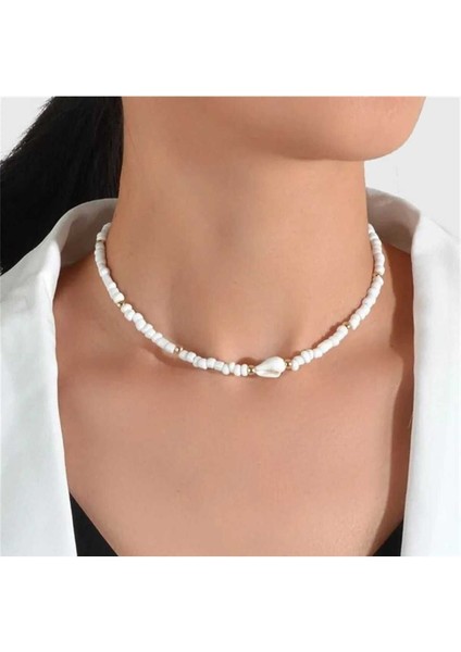 Deniz Kabuklu Beyaz Kolye