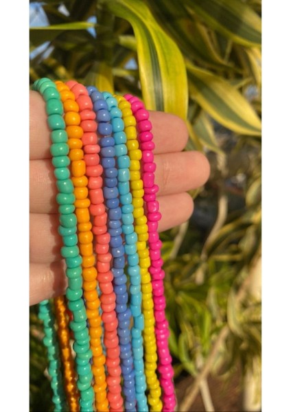 Gökkuşağı 7 Li Kum Boncuk Kolye