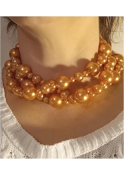 Bal Köpük Incili Çoklu Choker Kolye fiyatları