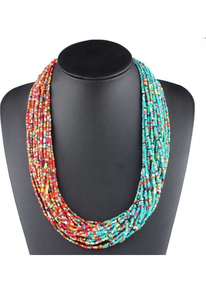 Renkli Küm Boncuklu Çoklu Kolye