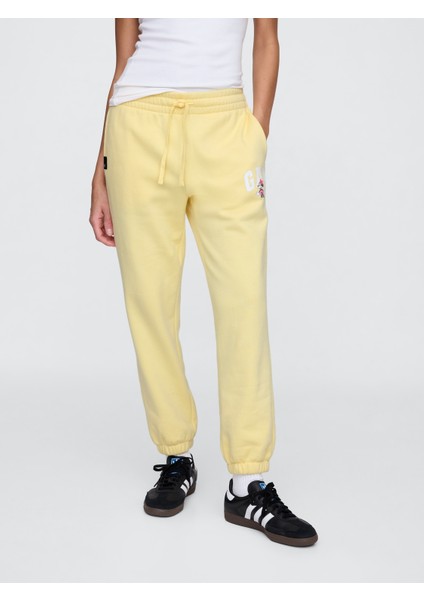 Kadın Sarı Gap Logo Disney Fleece Eşofman Altı
