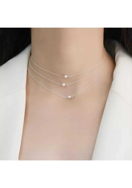 Silver Zincir Incili 3'lü Kolye