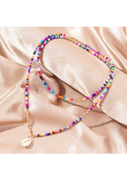 Kum Boncuk Deniz Kabuklu Uzun Kolye No:2