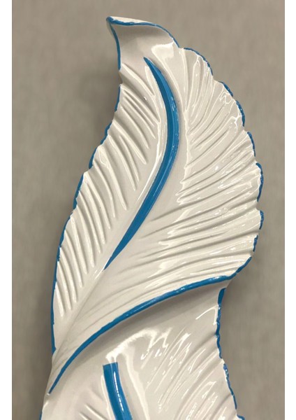Tüy Aplik Led'li Pil'li Dekoratif Duvar Aydınlatma Krem-Mavi 60*16 cm
