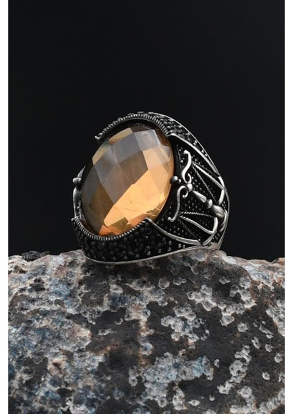 Zultanit Taşlı Terazi Figürlü 925 Ayar Gümüş Erkek Yüzüğü 901741