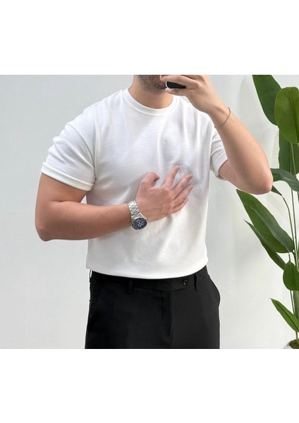 Rkek Yeni Sezon Trend Bisiklet Yaka Örme Kumaş Terletme Yapmayan Regular T-Shirt modelleri