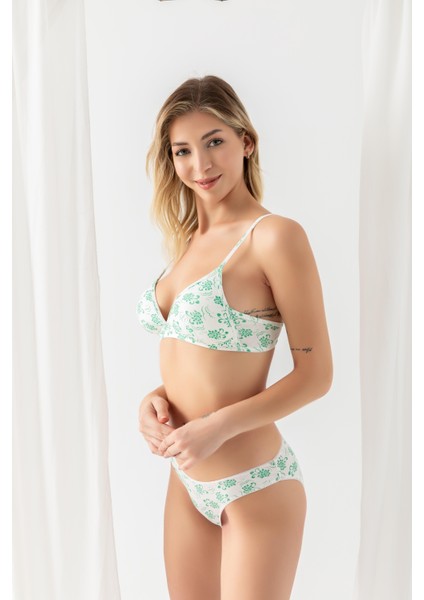 Miraxx Pamuklu Desenli, Üçgen Sütyen Yeşil (MGP1961) modelleri