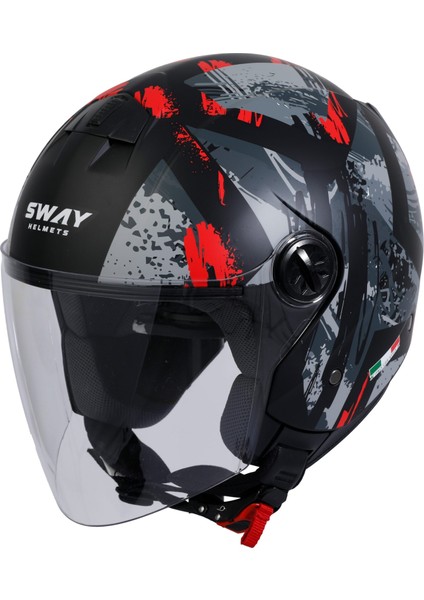 Sw 715 Poıson Black Grey Red Yarım Kask