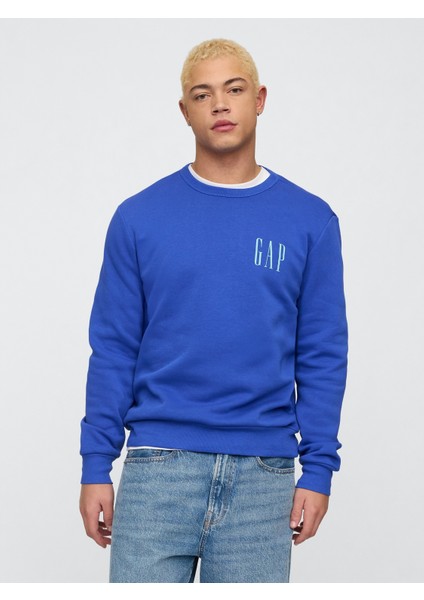 Erkek Mavi Gap Logo Fleece Sweatshirt