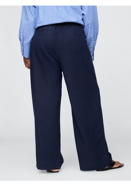 Kadın Lacivert 365 High Rise Keten Karışımlı Pantolon modelleri