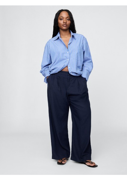 Kadın Lacivert 365 High Rise Keten Karışımlı Pantolon fırsatları