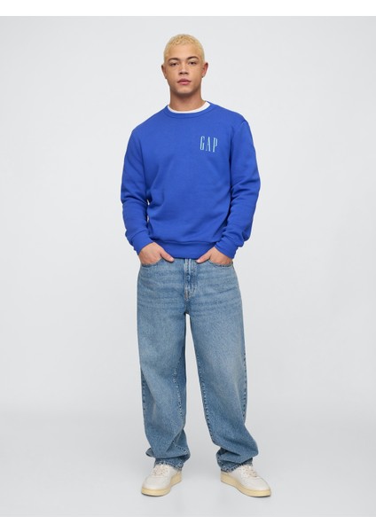 Erkek Mavi Gap Logo Fleece Sweatshirt