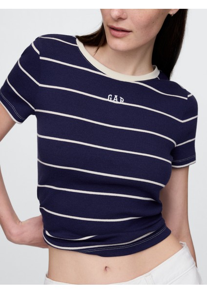 Kadın Lacivert Gap Logo Modern Crop T-Shirt modelleri