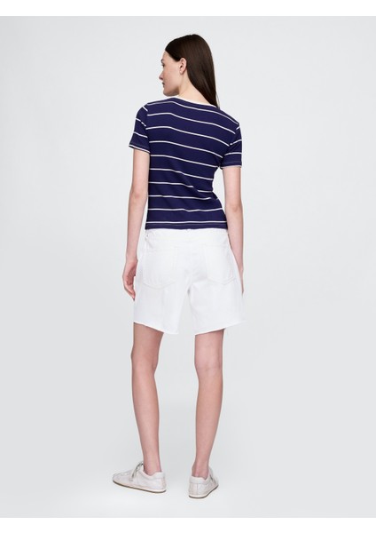 Kadın Lacivert Gap Logo Modern Crop T-Shirt fırsatları