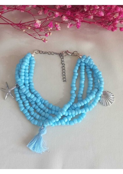 Kadın Çoklu Bebek Mavisi Tasarım Bileklik