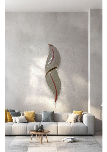 Tüy Aplik Ledli Pilli Dekoratif Duvar Aydınlatma - Şık ve Modern Tasarım - (60*16 cm )