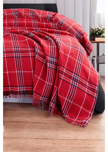 Battaniye Pamuklu Tek Kişilik Nordic Cozy Kırmızı