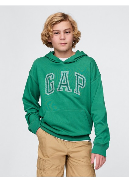 Erkek Çocuk Yeşil Gap Logo Relaxed Havlu Kumaş Sweatshirt