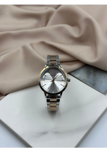 Çift Renk Gümüş-Rose Gold Minimal Tasarım Ferrucci Kadın Kol Saati modelleri