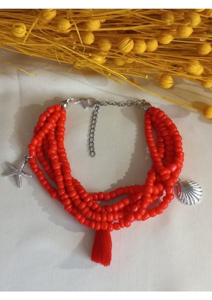 Kadın Çoklu Kırmızı Tasarım Bileklik