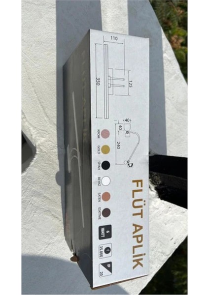 6W Siyah Flüt Aplik 6500K Beyaz Işık