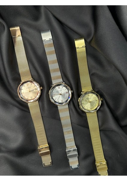 Kristal Kesim Camlı Çift Renk Gümüş ve Rose Gold Tek Taşlı Şık Tasarım Ferrucci Kadın Saati indirimleri