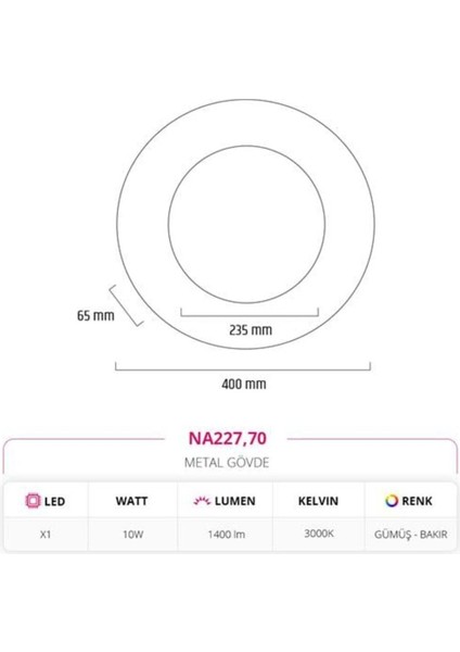 Iç Mekan Aplik Gümüş Bakır Md-A 5239-70