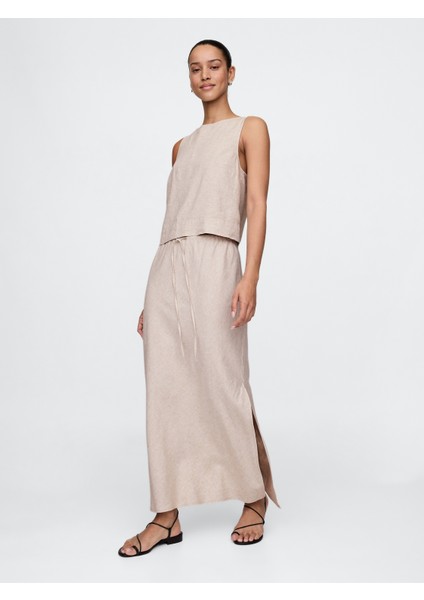 Kadın Bej Keten Karışımlı Gömlek modelleri